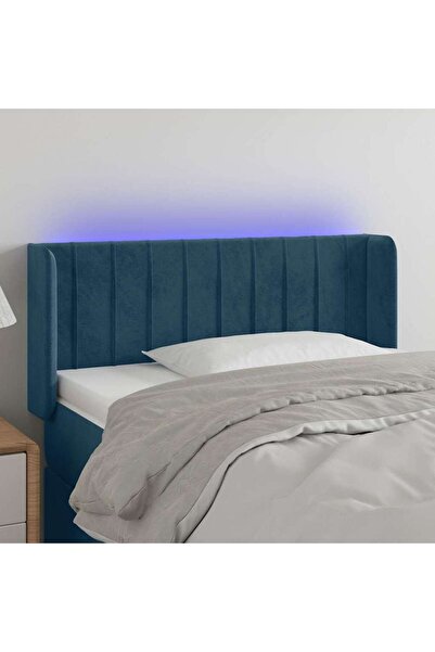 Concept Tăblie de pat cu LED, albastru închis, 83x16x78/88 cm, catifea