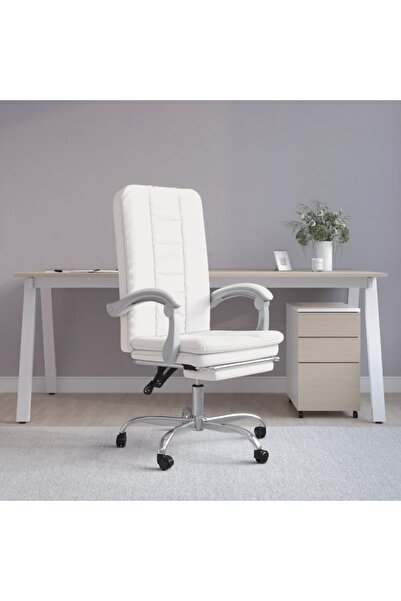 Concept Πτυσσόμενη καρέκλα γραφείου, λευκή, οικολογικό Δερμάτινο