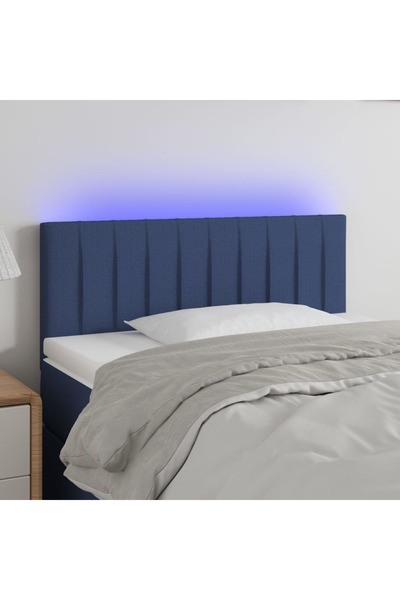 Concept Tăblie de pat cu LED, albastru, 100x5x78/88 cm, textil