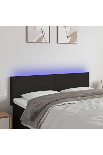 Concept Tăblie de pat cu LED, negru, 144x5x78/88 cm, textil