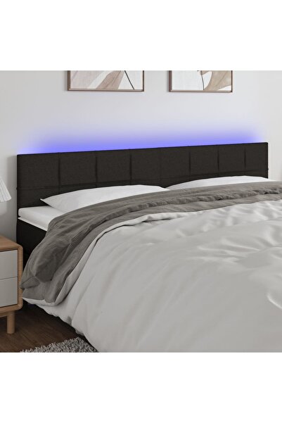 Concept Tăblie de pat cu LED, negru, 200x5x78/88 cm, textil