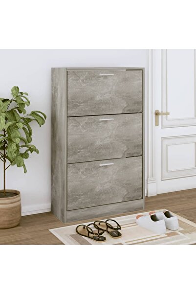 Concept Pantofar, gri beton, 63x24x103 cm, lemn compozit