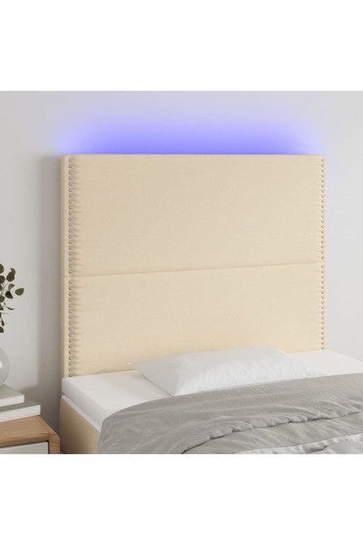 Concept Tăblie de pat cu LED, crem, 100x5x118/128 cm, textil