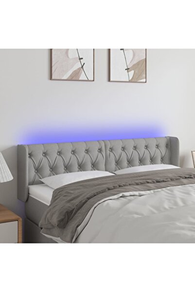 Concept Tăblie de pat cu LED, gri deschis, 147x16x78/88 cm, textil