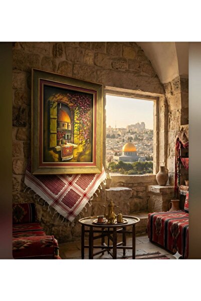 Müze sanat El Yapımı 3 Boyutlu Kağıt Rölyef Kudüs Tablosu - Kubbet-üs Sahra T...