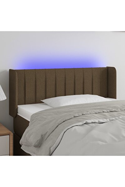 Concept Tăblie de pat cu LED, maro închis, 93x16x78/88 cm, textil