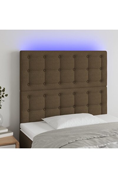 Concept Tăblie de pat cu LED, maro închis, 80x5x118/128 cm, textil