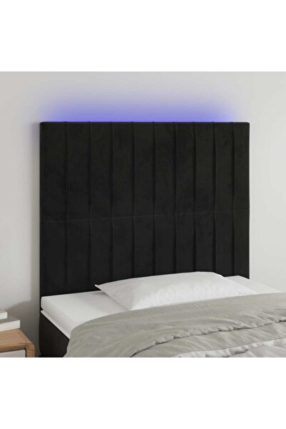 Concept Tăblie de pat cu LED, negru, 100x5x118/128 cm, catifea