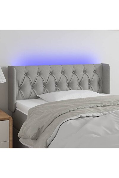 Concept Tăblie de pat cu LED, gri deschis, 93x16x78/88 cm, textil