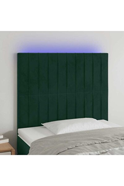 Concept Tăblie de pat cu LED, verde închis, 90x5x118/128 cm, catifea