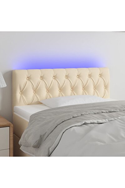 Concept Tăblie de pat cu LED, crem, 100x7x78/88 cm, textil