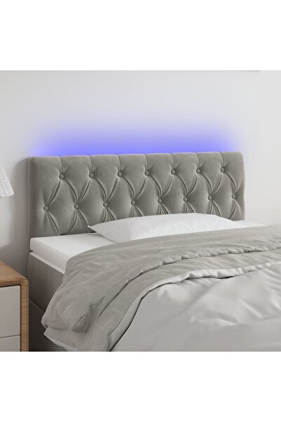 Concept Κεφαλάρι LED, ανοιχτό γκρι, 90x7x78/88 cm, Βελούδο