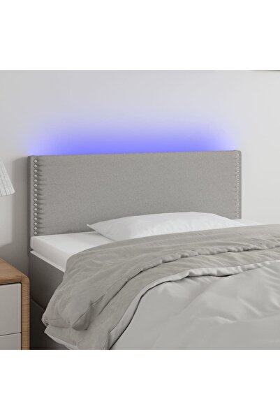 Concept Tăblie de pat cu LED, gri deschis, 90x5x78/88 cm, textil