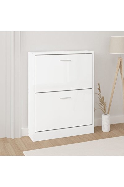 Concept Pantofar, alb extralucios, 59x17x81 cm, lemn prelucrat