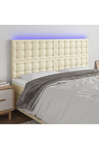 Concept Κεφαλάρι LED, κρεμ, 200x5x118/128 cm, οικολογικό Δερμάτινο