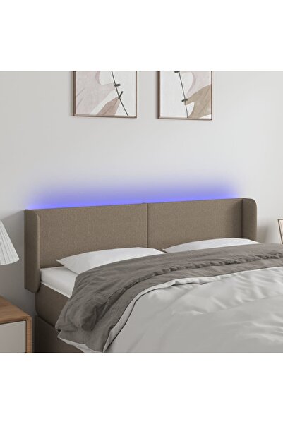 Concept Tăblie de pat cu LED, gri taupe, 147x16x78/88 cm, textil