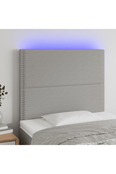Concept Tăblie de pat cu LED, gri deschis, 90x5x118/128 cm, textil