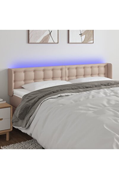 Concept Tăblie de pat cu LED, cappuccino 163x16x78/88cm piele ecologică