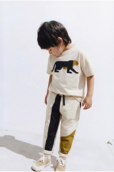 Magu طقم بدلة رياضية للأولاد مكون من قطن قطع من Ecru Panter مطبوع