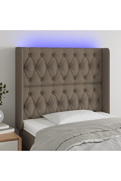 Concept Tăblie de pat cu LED, gri taupe, 103x16x118/128 cm, textil