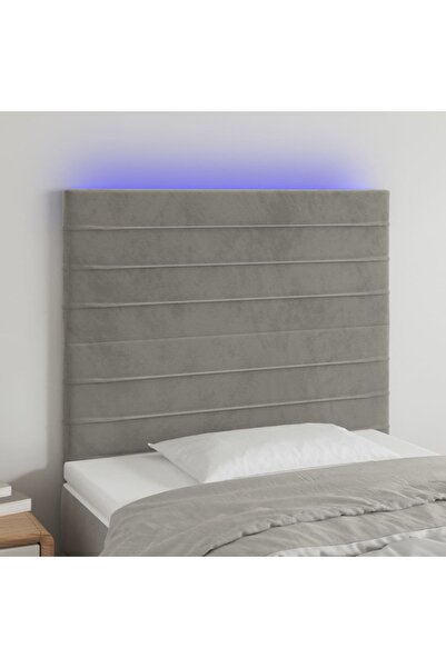 Concept Tăblie de pat cu LED, gri deschis, 80x5x118/128 cm, catifea