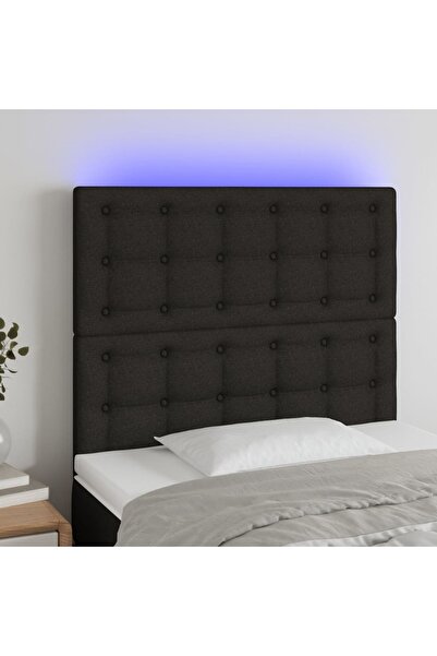 Concept Tăblie de pat cu LED, negru, 80x5x118/128 cm, textil
