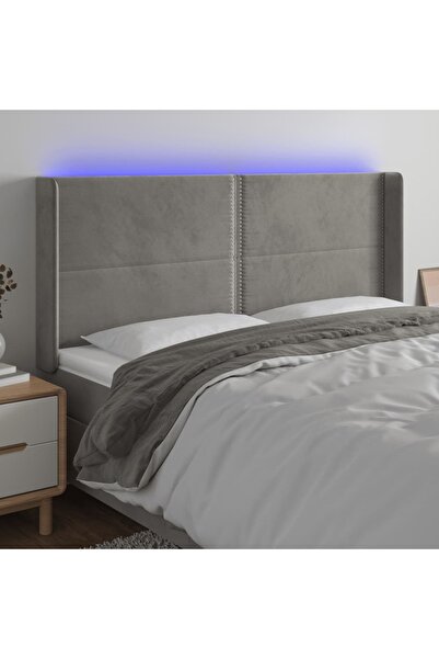 Concept Κεφαλάρι LED, ανοιχτό γκρι, 203x16x118/128 cm, Βελούδο