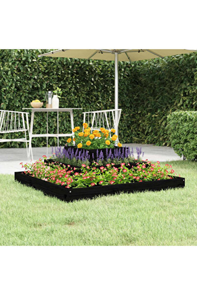 Concept Γλάστρα, μαύρη, 80x80x27 cm, από μασίφ ξύλο πεύκου