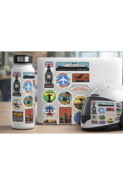 Limitless Design ملصق مدن العالم بتصميم عتيق مقاس 22 × 30 سم - ملصق جداري للس...