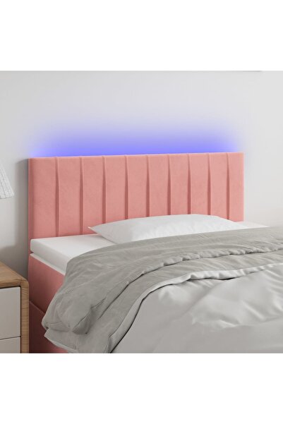 Concept Tăblie de pat cu LED, roz, 90x5x78/88 cm, catifea