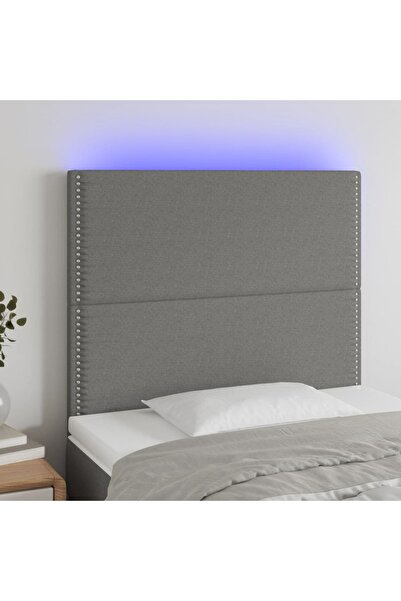 Concept Tăblie de pat cu LED, gri închis, 100x5x118/128 cm, textil
