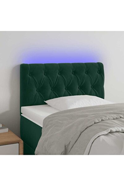 Concept Tăblie de pat cu LED, verde închis, 80x7x78/88 cm, catifea