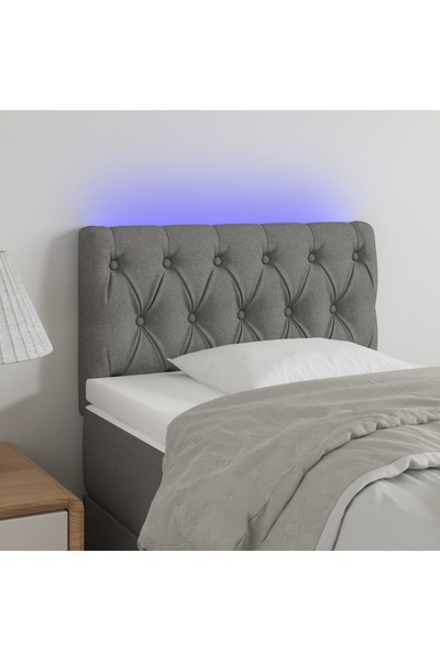 Concept Tăblie de pat cu LED, gri deschis, 80x7x78/88 cm, textil