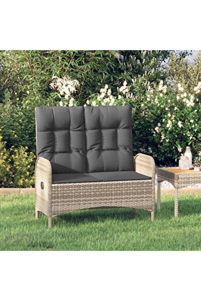 Concept Πτυσσόμενο παγκάκι κήπου με μαξιλάρια, γκρι, 107 cm, πολυρατάν