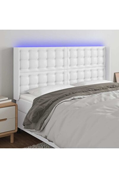 Concept Κεφαλάρι LED, λευκό, 203x16x118/128 cm, οικολογικό Δερμάτινο