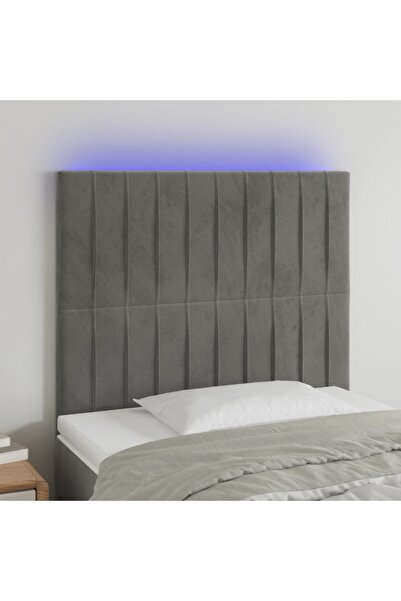 Concept Κεφαλάρι LED, ανοιχτό γκρι, 90x5x118/128 cm, Βελούδο