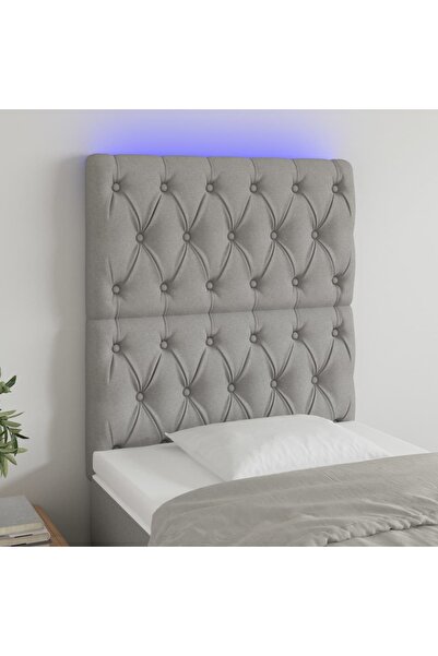 Concept Tăblie de pat cu LED, Gri deschis, 80x7x118/128 cm, textil