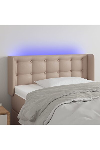 Concept Tăblie de pat cu LED, cappuccino, 93x16x78/88cm piele ecologică