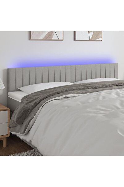 Concept Tăblie de pat cu LED, gri deschis, 180x5x78/88 cm, textil