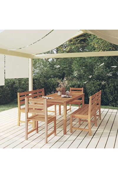 Concept Σετ τραπεζαρίας κήπου, από μασίφ ξύλο τικ, 5 τεμάχια