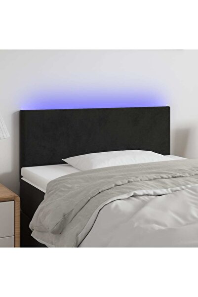 Concept Tăblie de pat cu LED, negru, 100x5x78/88 cm, catifea
