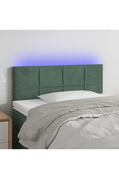 Concept Tăblie de pat cu LED, verde închis, 80x5x78/88 cm, catifea