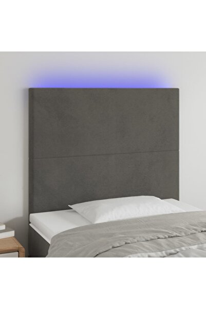 Concept Tăblie de pat cu LED, gri închis, 100x5x118/128 cm, textil