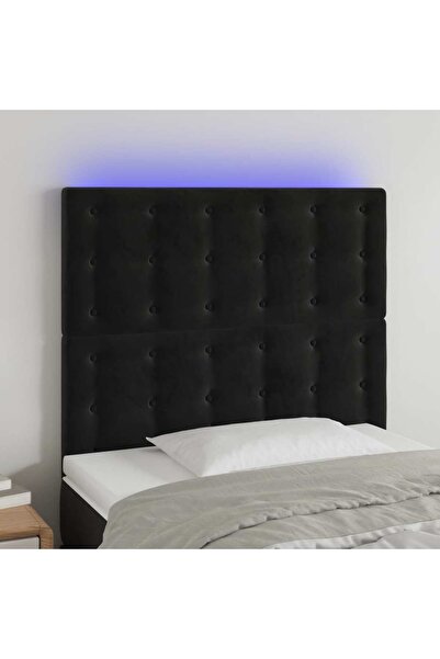 Concept Tăblie de pat cu LED, negru, 80x5x118/128 cm, catifea