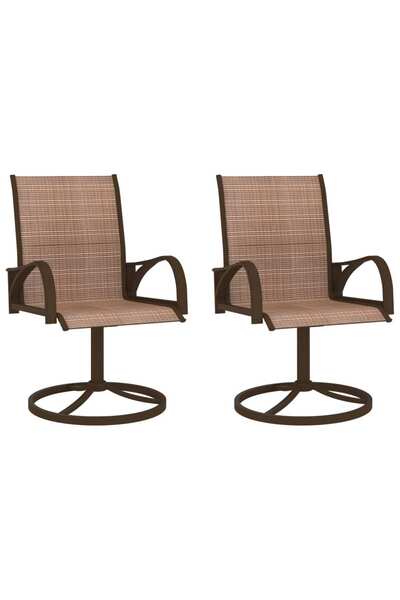 Concept Περιστρεφόμενες καρέκλες κήπου, 2 τεμ., καφέ, ατσάλι και textilene