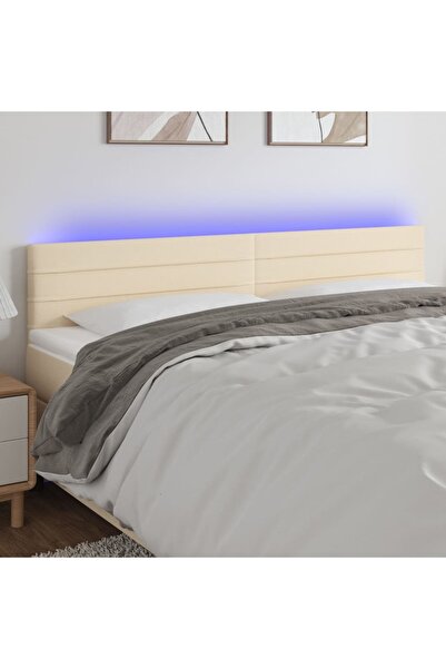 Concept Tăblie de pat cu LED, crem, 160x5x78/88 cm, textil