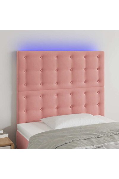 Concept Tăblie de pat cu LED, roz, 80x5x118/128 cm, catifea