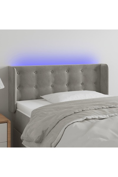 Concept Κεφαλάρι LED, ανοιχτό γκρι, 93x16x78/88 cm, Βελούδο