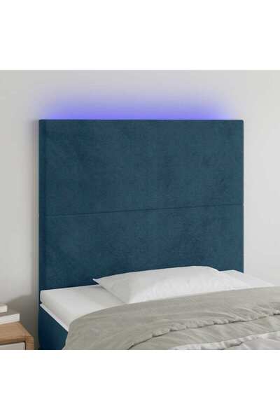 Concept Tăblie de pat cu LED, albastru închis, 100x5x118/128cm, catifea