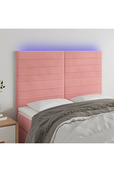 Concept Tăblie de pat cu LED, roz, 144x5x118/128 cm, catifea